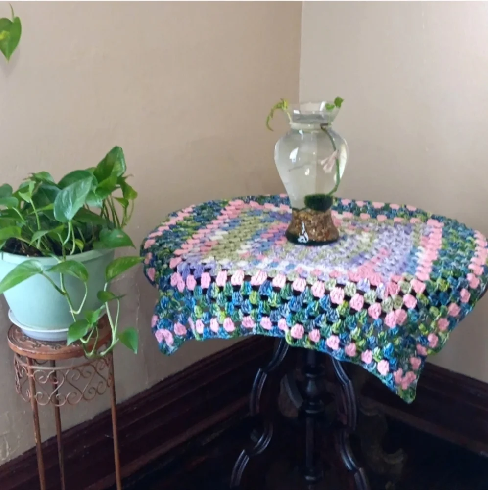 Unicorn Mermaid Inspired, Handmade Crochet 3 Pcs Mini Throw Afghan Decor Set